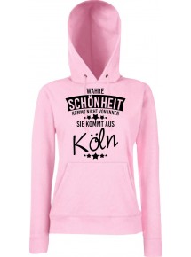 Lady Kapuzensweatshirt Wahre Schönheit kommt aus Köln, LightPink, L