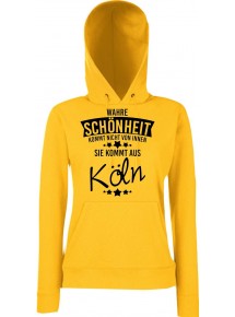 Lady Kapuzensweatshirt Wahre Schönheit kommt aus Köln, Sunflower, L