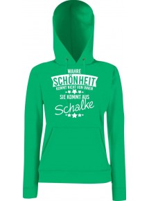 Lady Kapuzensweatshirt Wahre Schönheit kommt aus Schalke, KellyGreen, L
