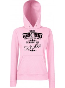 Lady Kapuzensweatshirt Wahre Schönheit kommt aus Schalke, LightPink, L