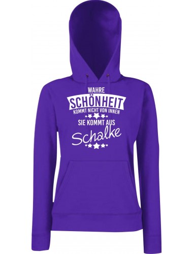 Lady Kapuzensweatshirt Wahre Schönheit kommt aus Schalke, Purple, L