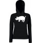 Lady Kapuzensweatshirt Tiere Animals Sau Schwein schwarz, XS