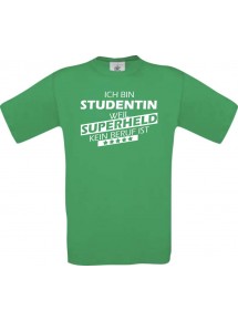 Männer-Shirt Ich bin Studentin, weil Superheld kein Beruf ist, kelly, Größe L