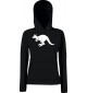 Lady Kapuzensweatshirt Tiere Animals Känguru schwarz, XS