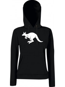 Lady Kapuzensweatshirt Tiere Animals Känguru schwarz, XS
