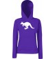 Lady Kapuzensweatshirt Tiere Animals Känguru Purple, XS