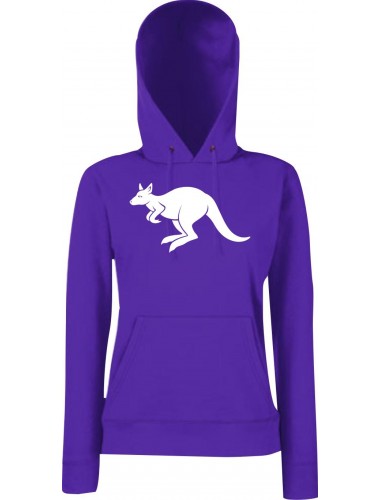 Lady Kapuzensweatshirt Tiere Animals Känguru Purple, XS