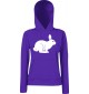 Lady Kapuzensweatshirt Tiere Animals Hase Purple, XS
