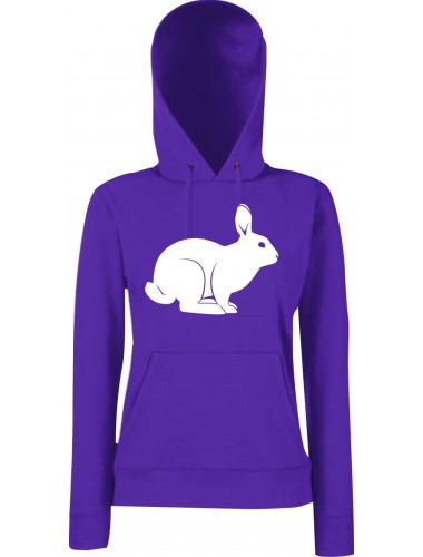 Lady Kapuzensweatshirt Tiere Animals Hase Purple, XS