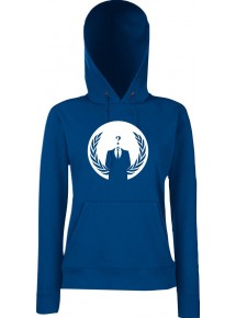 Lady Kapuzensweatshirt Anonymous Skull, blau, L