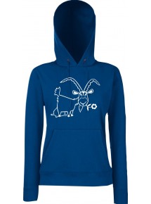 Lady Kapuzensweatshirt Funy Tiere Animals Ziege blau, XS