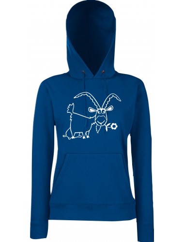 Lady Kapuzensweatshirt Funy Tiere Animals Ziege blau, XS