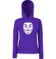 Lady Kapuzensweatshirt Tattoo Anonymous Maske, Purple, L