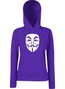 Lady Kapuzensweatshirt Tattoo Anonymous Maske, Purple, L