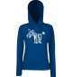 Lady Kapuzensweatshirt Funy Tiere Animals Zebra blau, XS