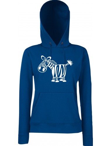 Lady Kapuzensweatshirt Funy Tiere Animals Zebra blau, XS