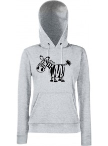 Lady Kapuzensweatshirt Funy Tiere Animals Zebra HeatherGrey, XS