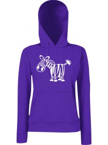 Lady Kapuzensweatshirt Funy Tiere Animals Zebra Purple, XS