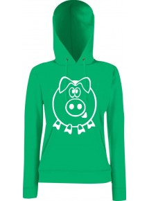 Lady Kapuzensweatshirt Funy Tiere Animals Schwein Größen XS-XXL
