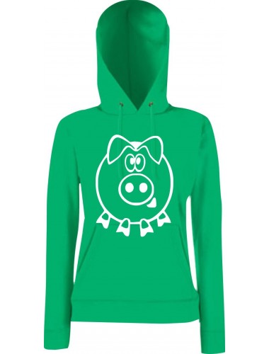Lady Kapuzensweatshirt Funy Tiere Animals Schwein Größen XS-XXL