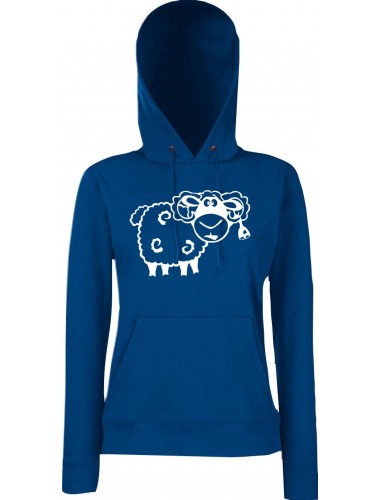 Lady Kapuzensweatshirt Funy Tiere Animals Schaf blau, XS