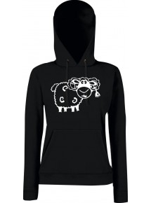 Lady Kapuzensweatshirt Funy Tiere Animals Schaf schwarz, XS