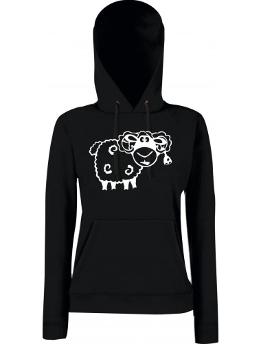Lady Kapuzensweatshirt Funy Tiere Animals Schaf schwarz, XS