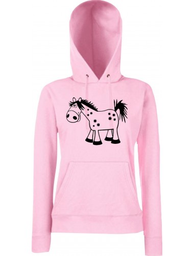 Lady Kapuzensweatshirt Funy Tiere Animals Pferd LightPink, XS