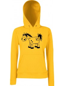 Lady Kapuzensweatshirt Funy Tiere Animals Pferd Sunflower, XS