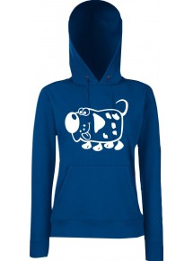 Lady Kapuzensweatshirt Funy Tiere Animals Hund blau, XS