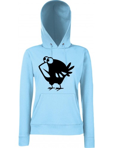 Lady Kapuzensweatshirt Funy Tiere Animals Spatz Vogel SkyBlue, XS