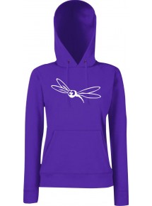 Lady Kapuzensweatshirt Funy Tiere Animals Libelle Purple, XS