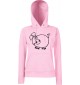 Lady Kapuzensweatshirt Funy Tiere Animals Schwein LightPink, XS