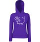Lady Kapuzensweatshirt Funy Tiere Animals Schwein Purple, XS