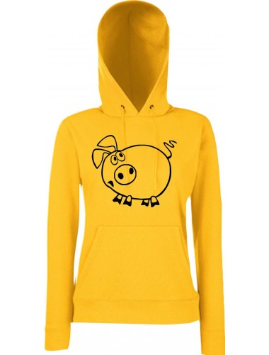 Lady Kapuzensweatshirt Funy Tiere Animals Schwein Sunflower, XS