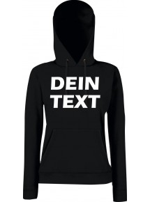 Lady Kapuzensweatshirt mit deinem Wunschtext versehen, schwarz, Größe XS