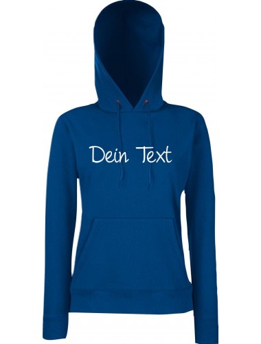 Lady Kapuzensweatshirt Dein Text oder Deine IDEE versehen individuell, blau, Größe XS