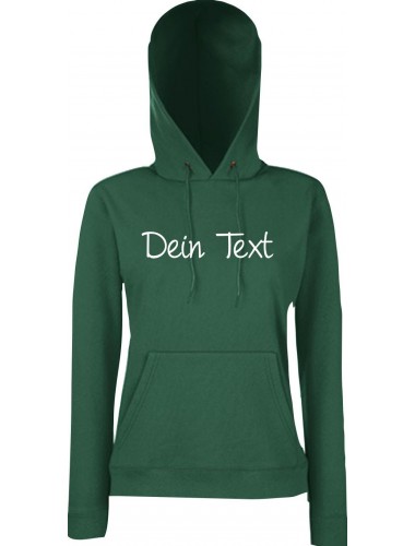 Lady Kapuzensweatshirt Dein Text oder Deine IDEE versehen individuell, BottleGreen, Größe XS