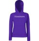 Lady Kapuzensweatshirt mit deinem Wunschtext versehen, Purple, Größe XS