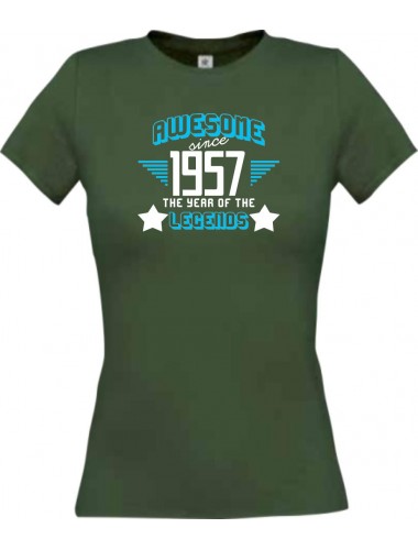 Lady T-Shirt Awesome since 1957 the Year of the Legends, gruen, L
