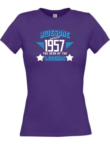 Lady T-Shirt Awesome since 1957 the Year of the Legends, lila, L