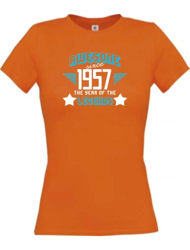Lady T-Shirt Awesome since 1957 the Year of the Legends, orange, L