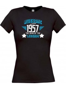 Lady T-Shirt Awesome since 1957 the Year of the Legends, schwarz, L