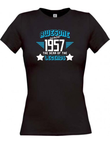 Lady T-Shirt Awesome since 1957 the Year of the Legends, schwarz, L
