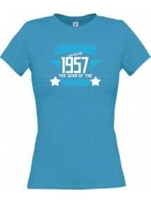 Lady T-Shirt Awesome since 1957 the Year of the Legends, türkis, L