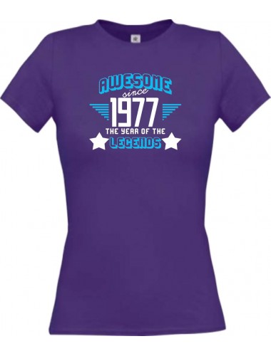 Lady T-Shirt Awesome since 1977 the Year of the Legends, lila, L