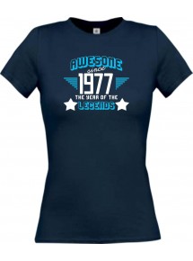 Lady T-Shirt Awesome since 1977 the Year of the Legends, navy, L