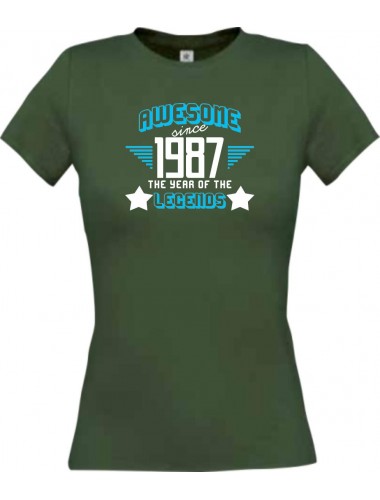 Lady T-Shirt Awesome since 1987 the Year of the Legends, gruen, L