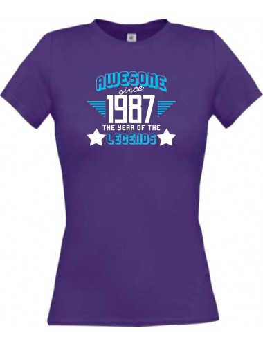 Lady T-Shirt Awesome since 1987 the Year of the Legends, lila, L