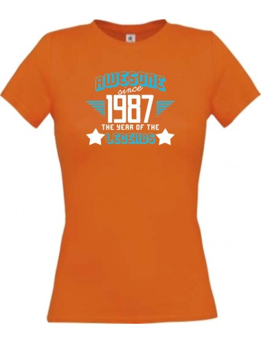 Lady T-Shirt Awesome since 1987 the Year of the Legends, orange, L